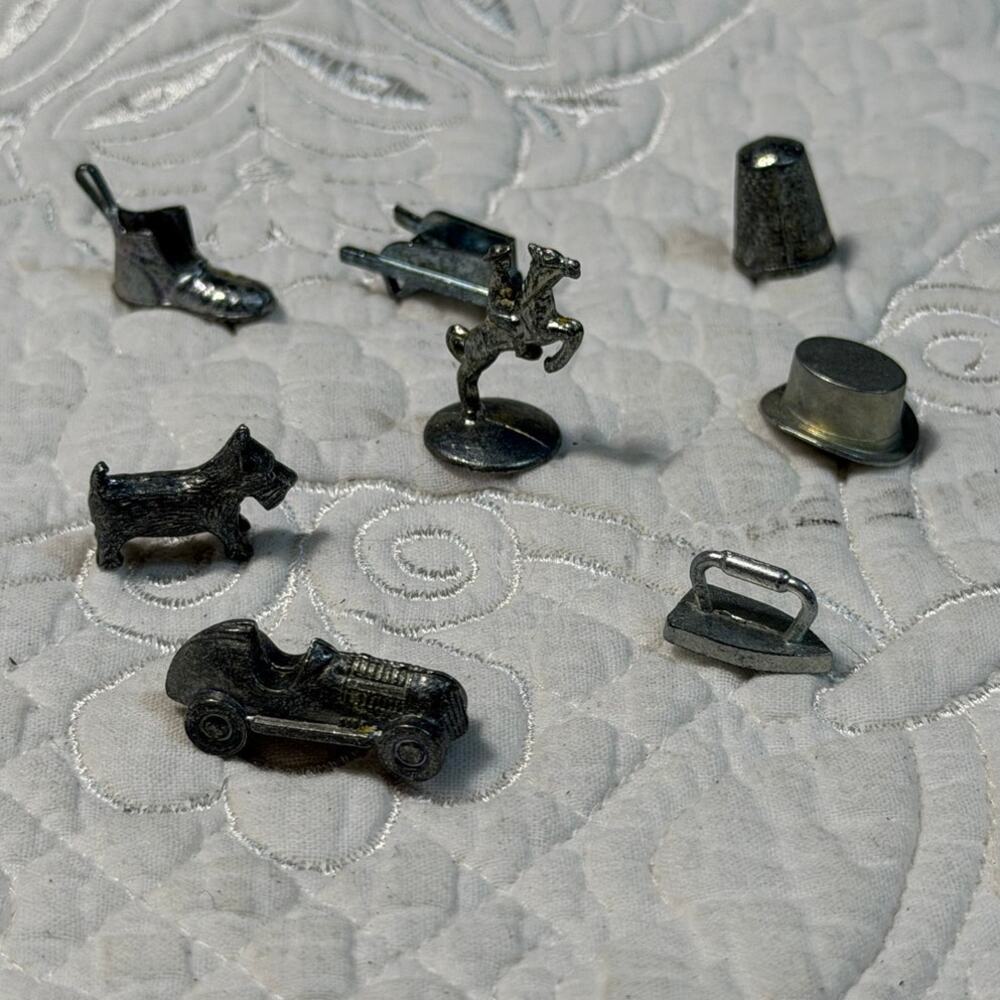 Monopoly Replacement Tokens Set 8 Hat Car Boot Dog Thimble Horse Barrel Iron